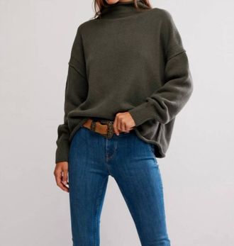 Free People Torres Roll Neck Sweater In Army