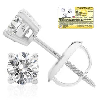 MAX + STONE 14k Yellow/White Gold 1/4-2 Carat IGI Certified Lab Grown Diamond Stud Earrings