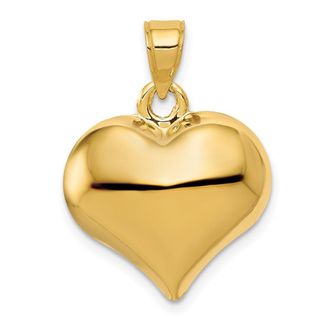 Diamond2Deal 14k Yellow Gold Polished 3-D Puffed Heart Pendant