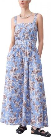 Liu Jo Lange Poplin Jurk - Dames - Maxi kleedjes - Veelkleurig - XL - Katoen - Kleedjes