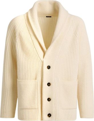 Kiton Wol Kasjmier Shawl Kraag Vest - Heren - Cashmere truien - Beige - L - Wol - Truien & Vesten