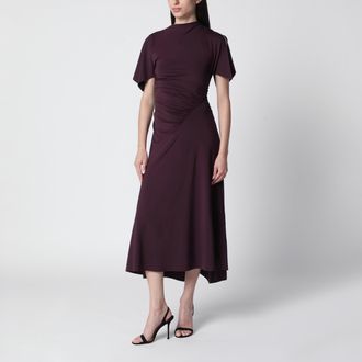 Victoria Beckham Abito midi drappeggiato nero ribes