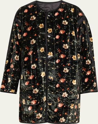 R13 Padded Floral Velvet Liner Coat