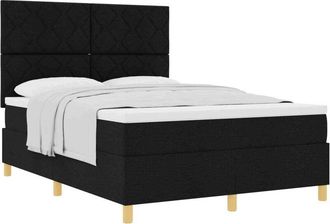 vidaXL Cama Tipo Box Spring Con Colch&oacute;n Negro 160 X 200 Cm Tela Vidaxl