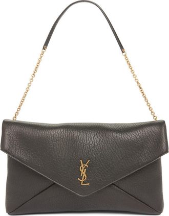 Saint Laurent Cassandre Leather Shoulder Bag in Noir at Nordstrom