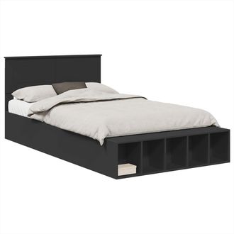 vidaXL Estructura De Cama Negro 120 X 190 Cm Madera De Ingenier&iacute;a Vidaxl