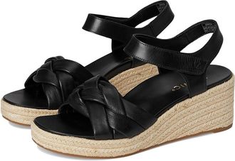 Vionic Saratoga Espadrille Sandals Womens Wedge Shoes Black Leather : 8.5 M