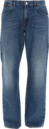 Amish Medium Blue James Wash Crinkle Jeans