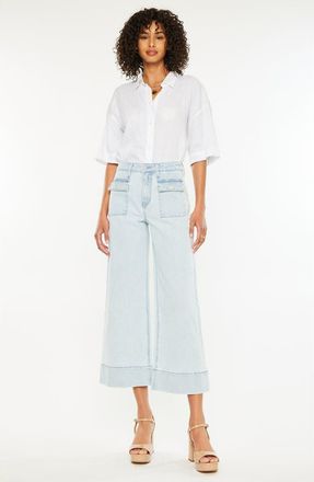 Kancan Jace High Rise Crop Wide Leg Jeans in Light Wash at Nordstrom, Size 28