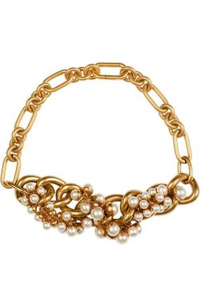 Balmain Sync necklace in brass and pearls in Gold at Nordstrom