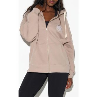 Spiritual Gangster Emit Peace Boyfriend Zip Hoodie in Moon Rock at Nordstrom, Size Small