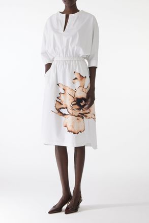 Jason Wu DOLMAN SLEEVE COTTON DRESS WITH FLORAL PRINT