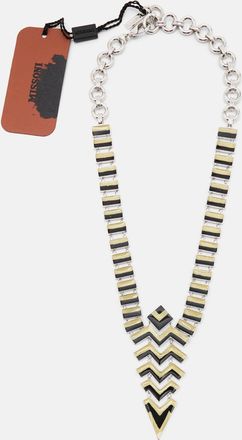 Missoni Enamel Silver Tone Geometric Shaped Long Necklace