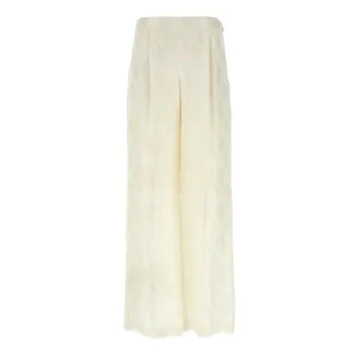Fendi Bouquet Trousers - female - Fendi - Wide Trousers - White - XS - Trousers