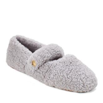 Dearfoams Maryanne Luxe Teddy Maryjane Slipper in Sleet at Nordstrom, Size X-Large M