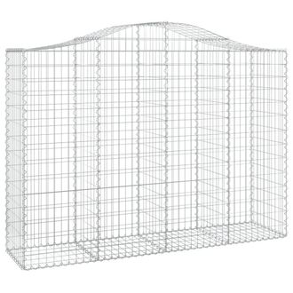 Berkfield Home Decorative Arched Gabion Baskets 6 pcs 200x50x140/160 cm Galvanis in Silver