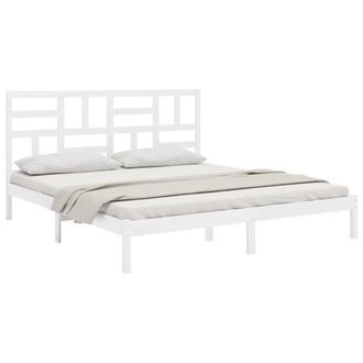 Berkfield Home Beautiful Bed Frame White Solid Wood 200x200 cm