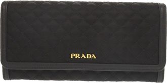 Prada Black Nylon Leather Long Wallet (Bi-Fold) (Pre-Owned)