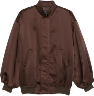 Federica Tosi Oversized Bomberjack met satijnen finish - Dames - Zomerjassen - Bruin - XS - Satijn - Jassen