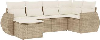 vidaXL Juego De Sof&aacute;s Jard&iacute;n Con Cojines 6 Pzas Rat&aacute;n Sint&eacute;tico Beige Vidaxl