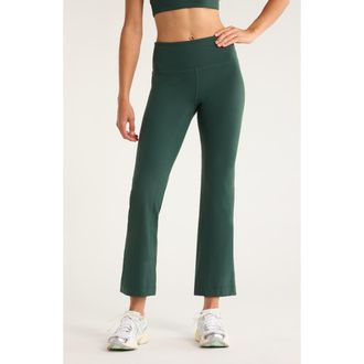 Zella Studio Luxe High Waist Flare Ankle Pants in Green Timber at Nordstrom, Size X-Small