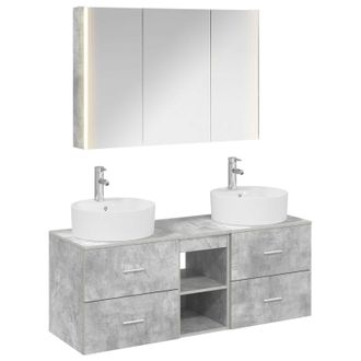 vidaXL Juego De Muebles De Ba&ntilde;o 4 Pcs Gris Hormig&oacute;n Vidaxl
