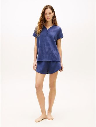 Tommy Hilfiger Womens Henley T-Shirt & Short Sleep Set - Navy - XL