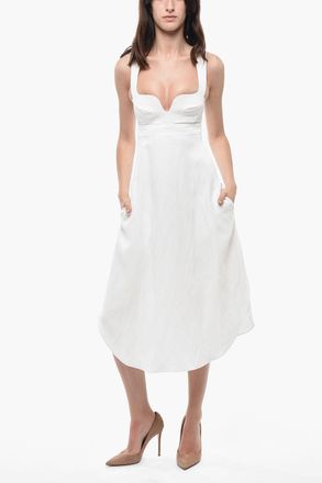 Stella McCartney Vestito Midi in Tinta Unita con Scollo Strutturato Stella McCartney