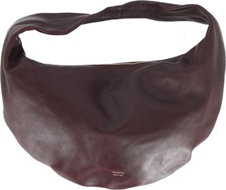 Khaite Medium Olivia Hobo Bag in Burgundy Calfskin Leather