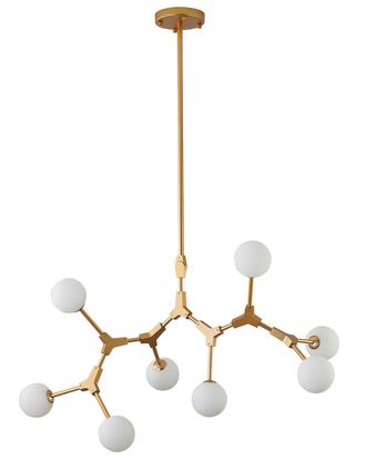 Bethel International 8-Light Chandelier With Milk Glass Shades