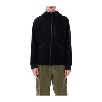 Stone Island Textured Zip-Up Hoodie - Heren - Vesten met rits - Zwart - XL - Hoodies & sweatvesten