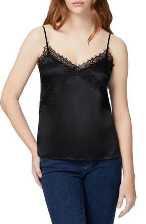 Paige Gwen Lace Trim Silk Camisole in Black at Nordstrom, Size Small