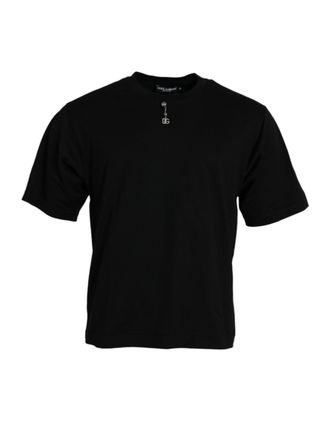Dolce & Gabbana Mens Short Sleeve Crew Neck Tshirt - Black Cotton - Size EU 46 (Mens)