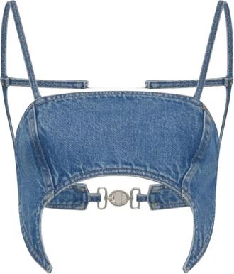 Marine Serre Denim Bra Top - Dames - Tops zonder mouwen - Blauw - M - Denim - Tops