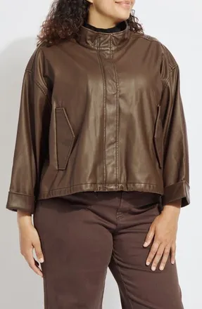 Lyss&eacute; Mina Oversized Faux Leather Jacket in Truffle at Nordstrom, Size 1X/2X