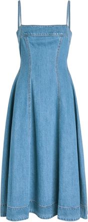 Paige Abito midi svasato con scollo quadrato - Blu