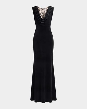 Mac Duggal Embellished Velvet Mermaid Gown