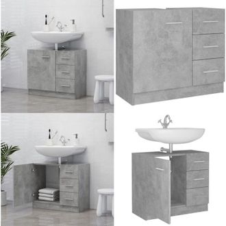 vidaXL Mobile Sottolavabo Grigio Cemento 63x30x54 cm Legno Multistrato - Armadio da bagno - Armadio in legno multistrato
