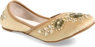 Fuchsia Whistledown Embroidered Jutti Flat in Gold at Nordstrom, Size 11
