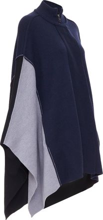 Chlo&eacute; Chloe colorblock visible stitch zip up knit poncho