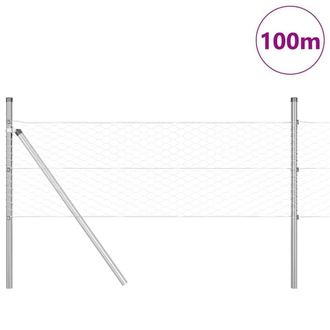 Berkfield Home Hexagon Fence 0.5x100 m Galvanised Steel in Silver