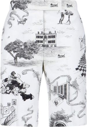 Thom Browne White Hector Toile Print Cotton Shorts