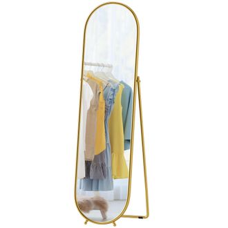 HOMCOM Homcom Specchio Moderno Ovale Da Terra Con Supporto Color Oro