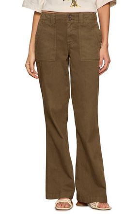 Sanctuary Reissue Peace Bootleg Cotton Pants in Burnt Olive Green at Nordstrom, Size 24