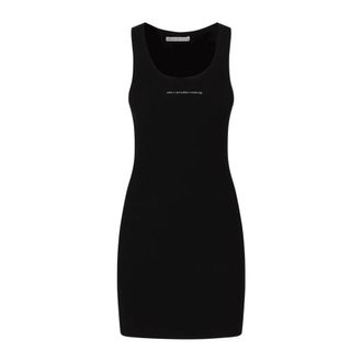 Alexander Wang Racer Tank Mini Jurk met Jacquard Logo - Dames - Korte kleedjes - Zwart - S - Kleedjes