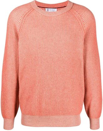 Brunello Cucinelli ribbed-knit cashmere jumper - men - Cashmere - 50 - Orange