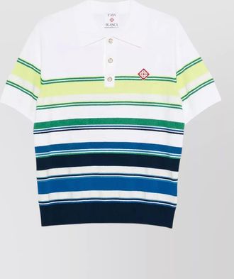 Casablanca striped short-sleeve polo shirt