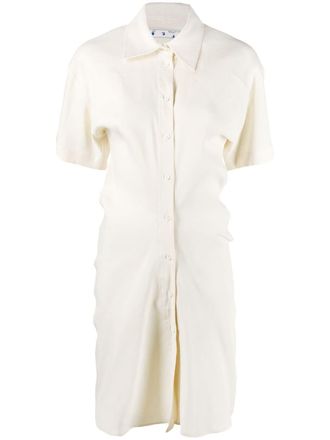 Off-white ruched shirt dress - women - Linen/Flax/Spandex/Elastane/Viscose - 40 - Neutrals