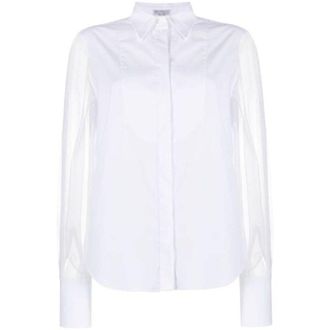 Brunello Cucinelli White Sheer Sleeve Button-Up Shirt, Size XXL