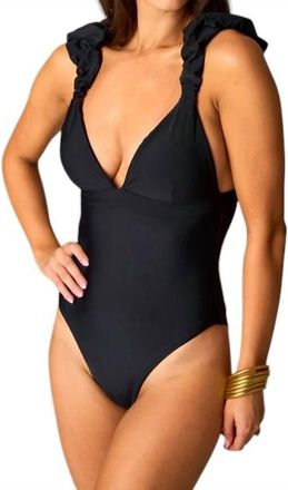 BuddyLove Lala Ruffle Shoulder One Piece In Black